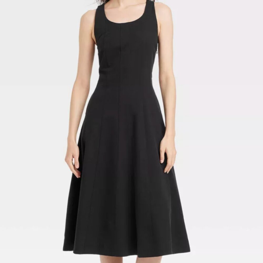 Women's Corset Midi A-Line Dress - A New Day™ Black Size 10